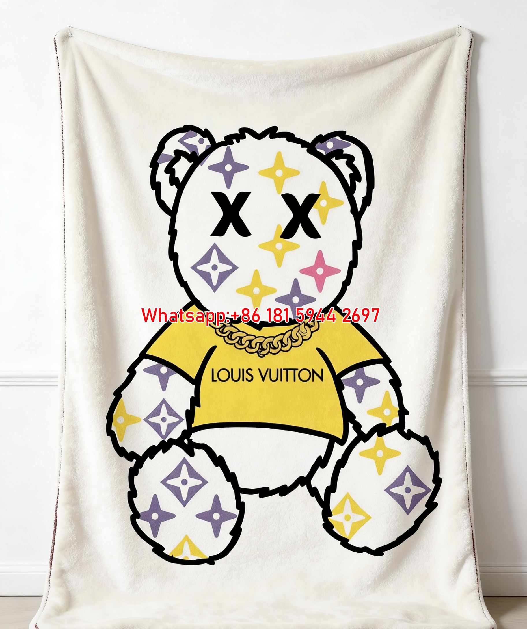 LV Pop Art Teddy Blanket LV X-Eyes Monogram Throw 076